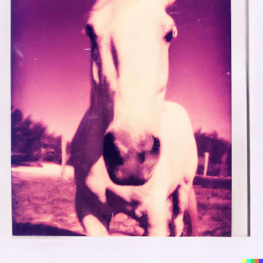 a horse, photograph, Polaroid